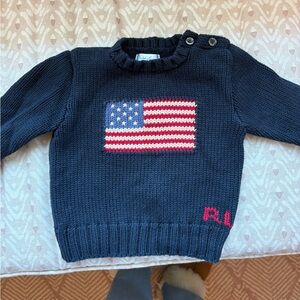 Ralph Lauren Dark Blue Knit Sweater with Flag Detail 12m